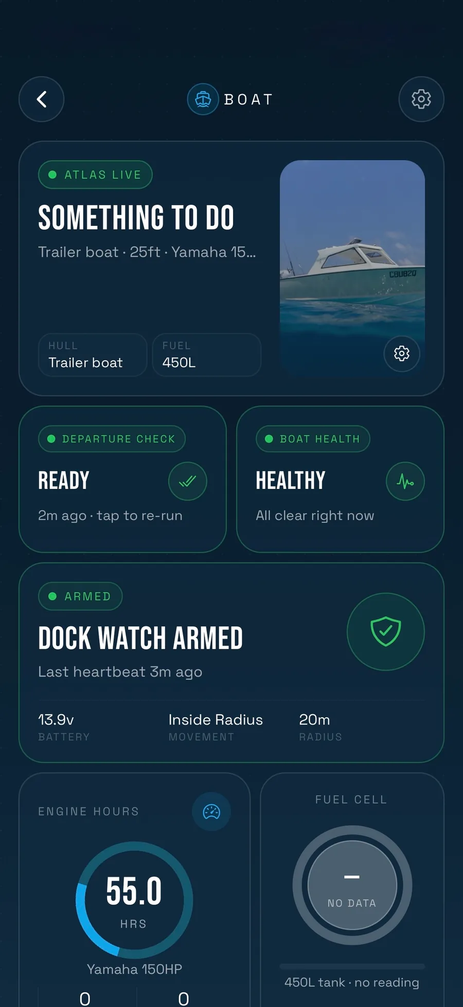 Fisho boat readiness on a phone